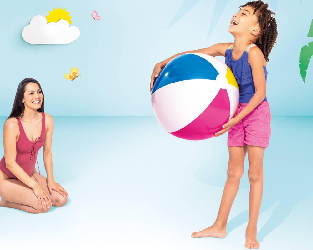 Piłka plażowa basenowa do wody na plażę dmuchana tęcza 61 cm Intex 59030