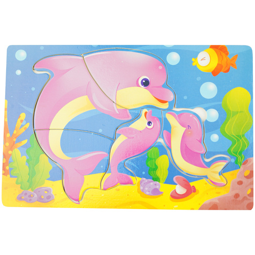Drewniana kolorowa układanka puzzle do kolorowania delfin delfinki
